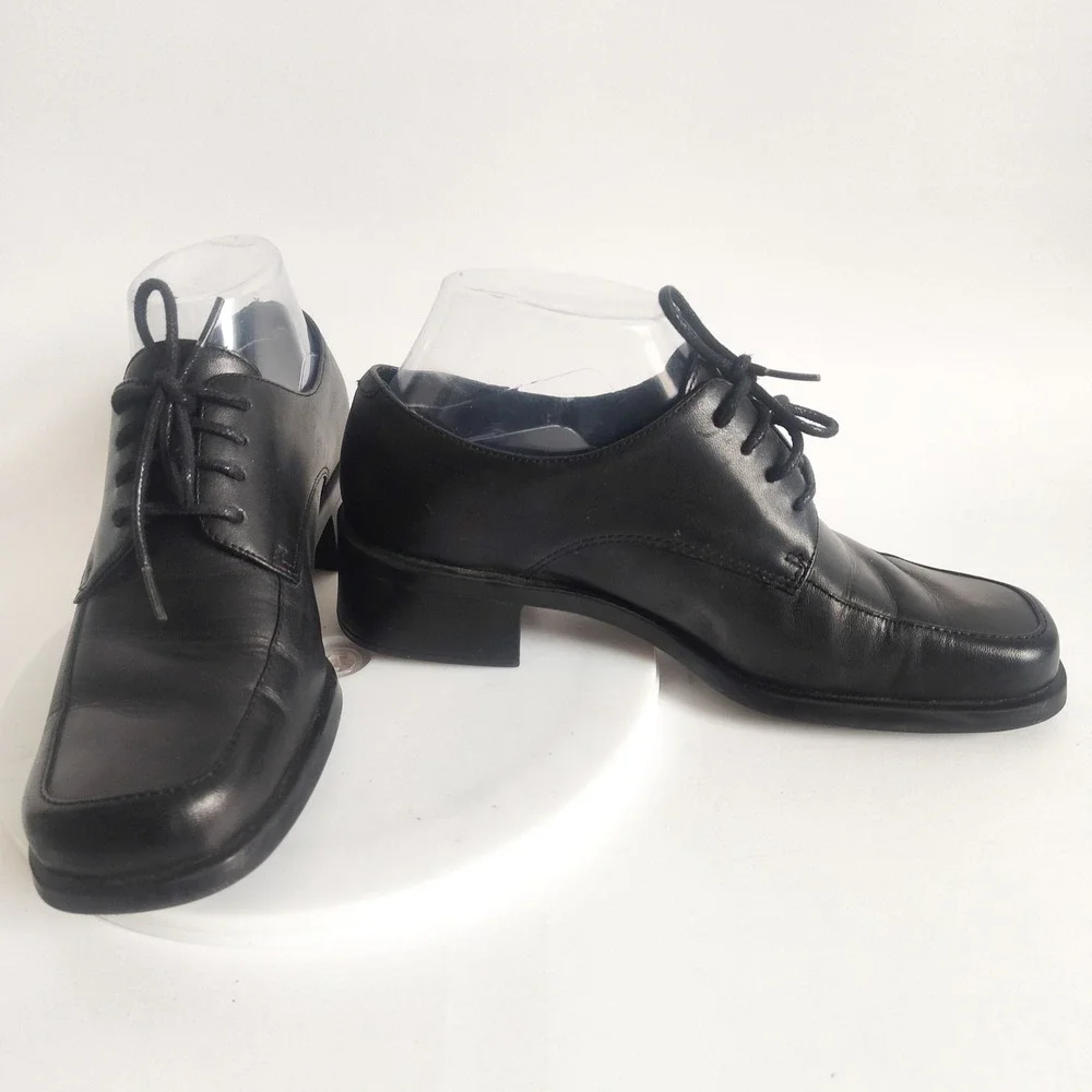 Easy Spirit‎ Oxford Shoes 6.5 Wide Leather Square Toe Block Heel Vintage Lace-up